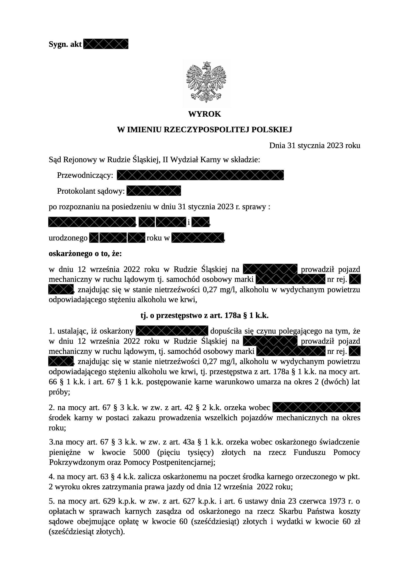 0,27 mg/dm3 - warunkowe umorzenie!