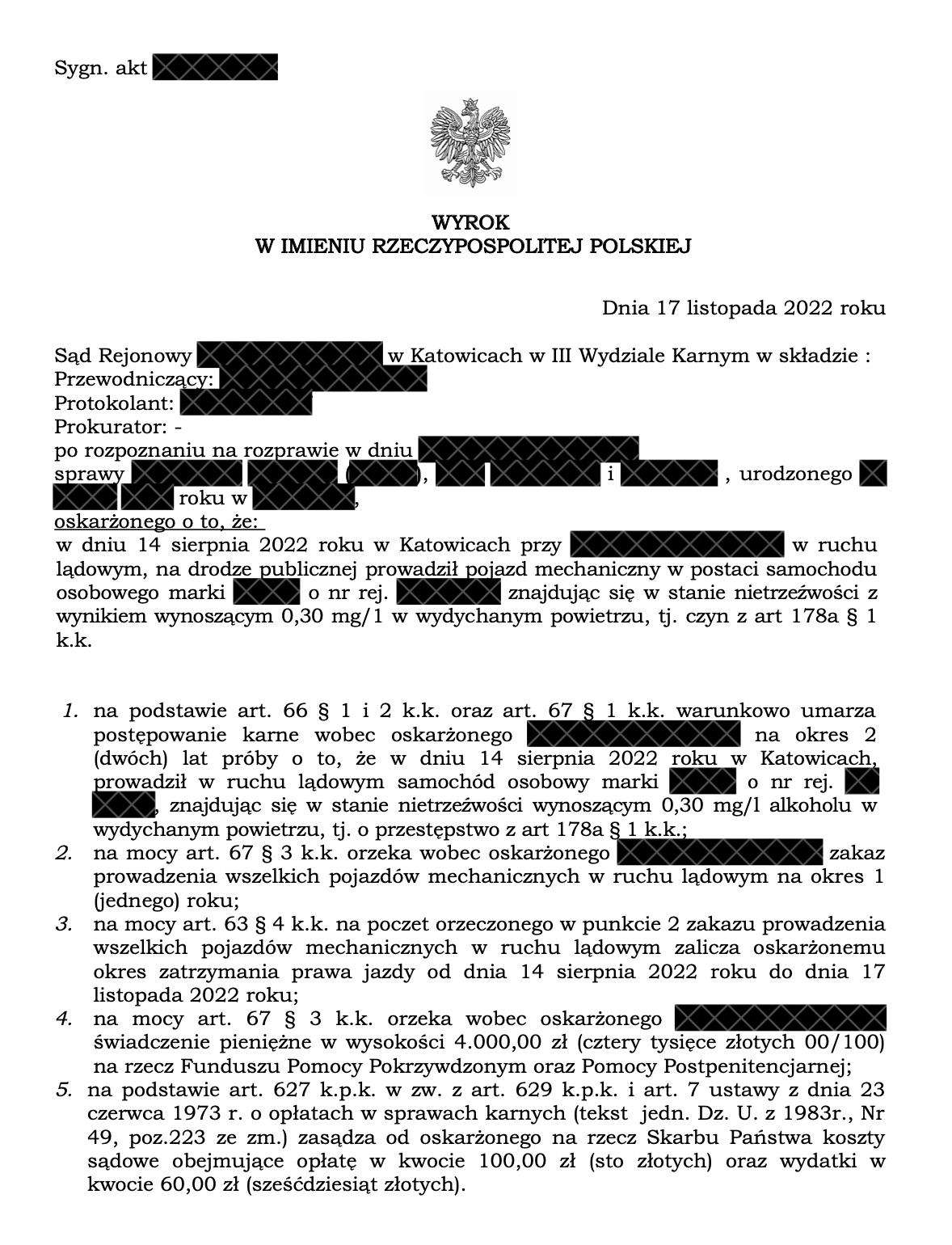 0,30 mg/dm3 - warunkowe umorzenie!