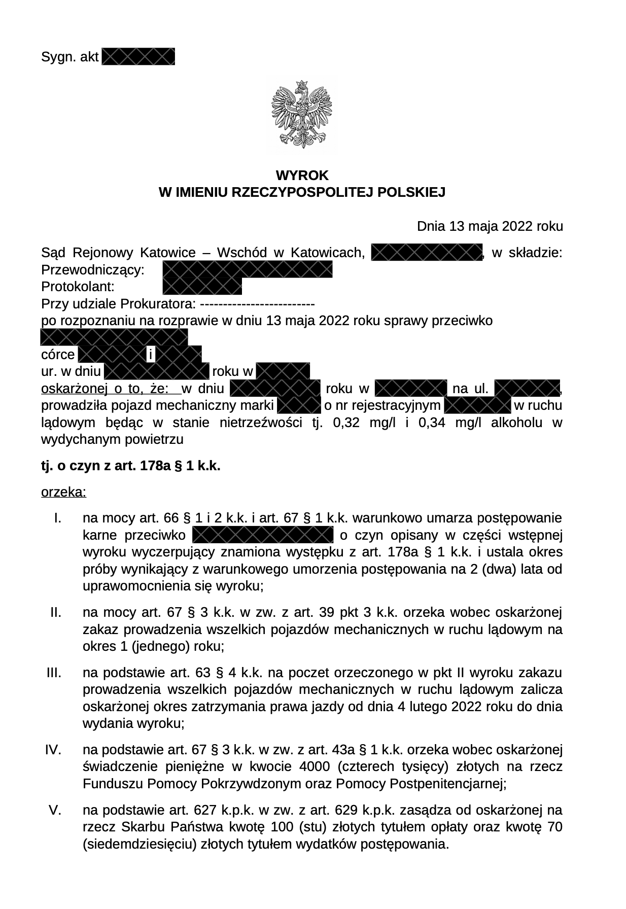 0,32 mg/dm3 - warunkowe umorzenie!