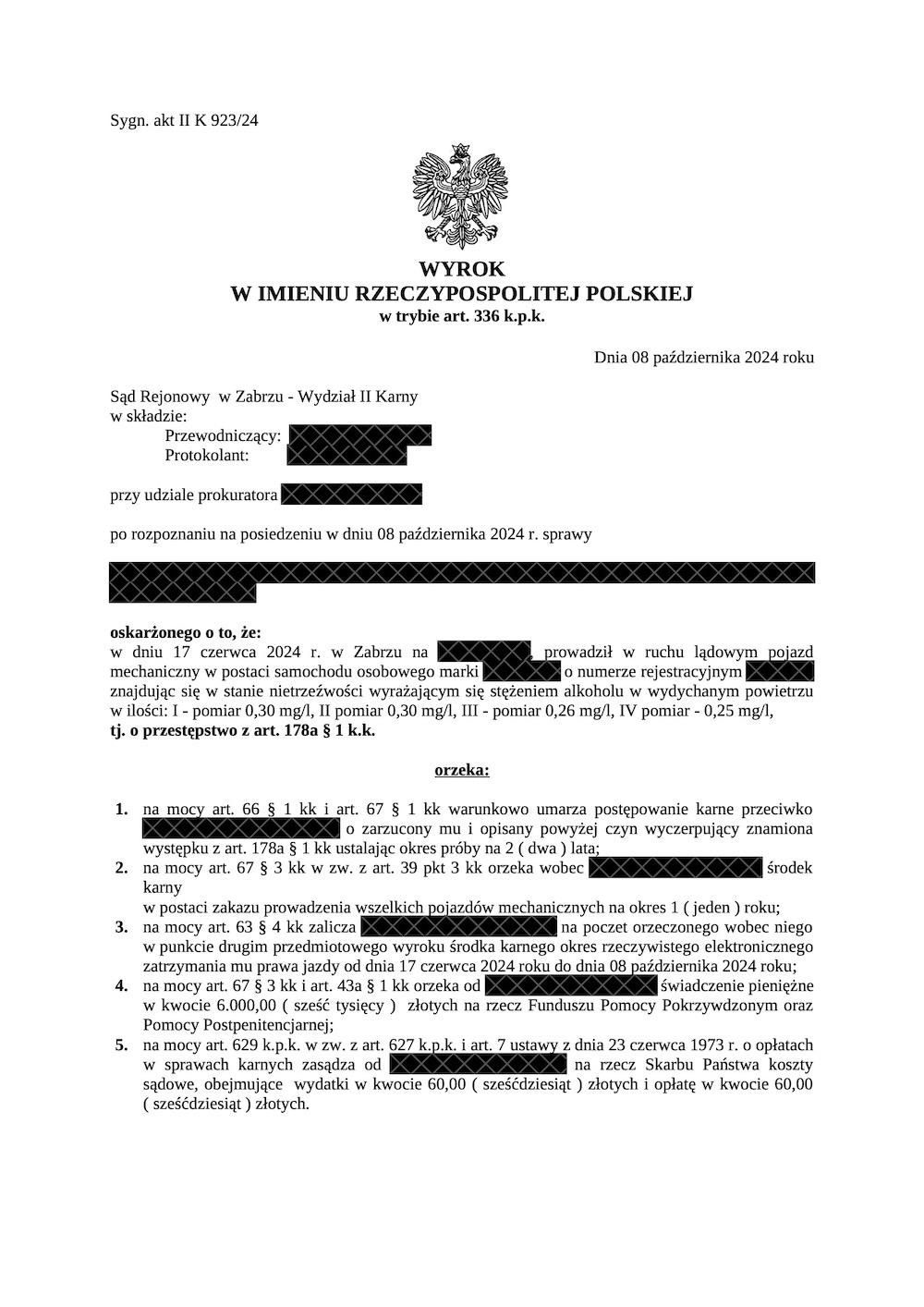 0,30 mg/dm3 - warunkowe umorzenie!