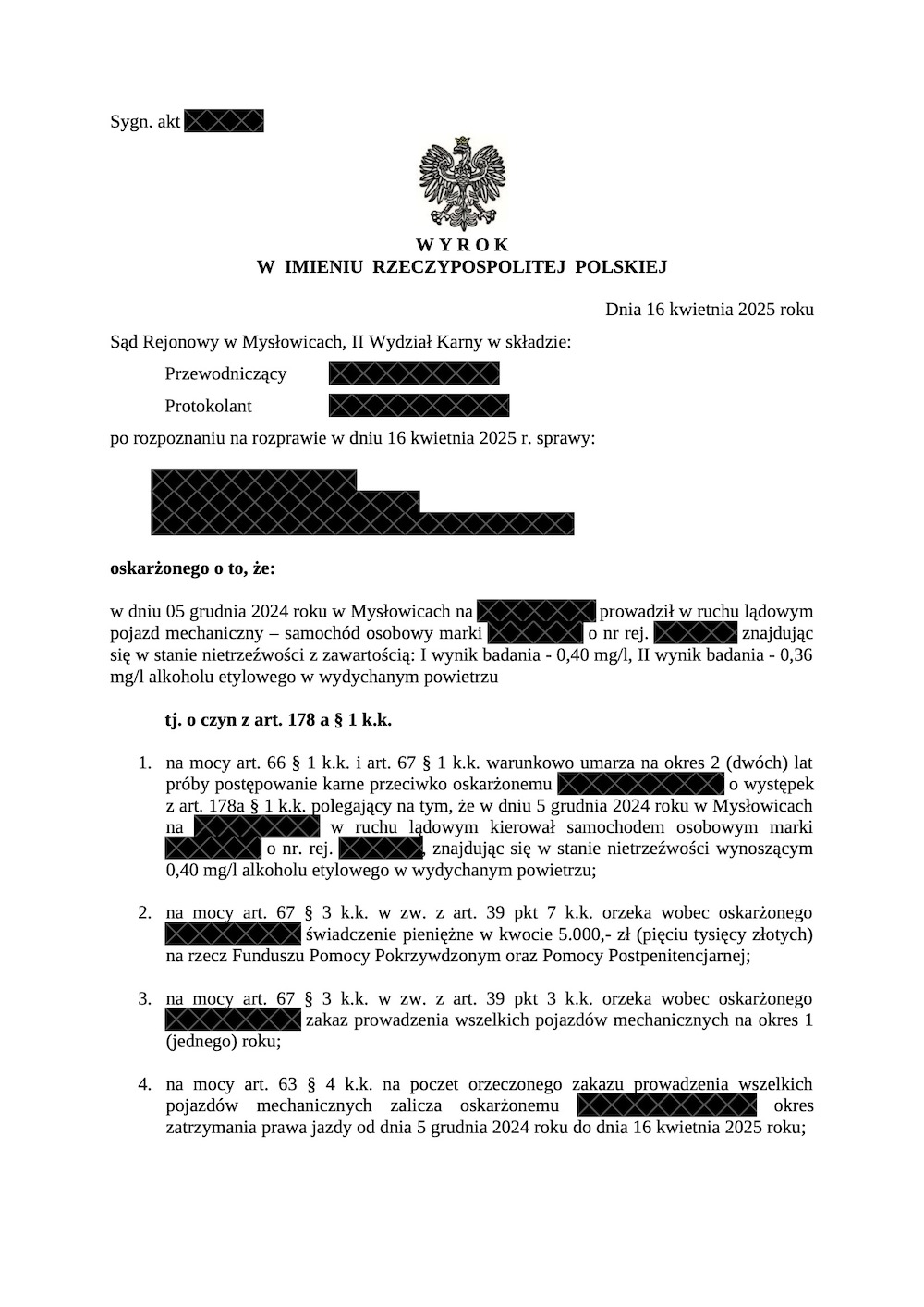 0,40 mg/dm3 - warunkowe umorzenie!