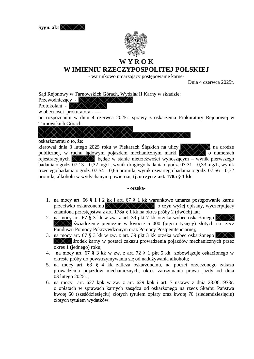 0,32 mg/dm3 - warunkowe umorzenie!