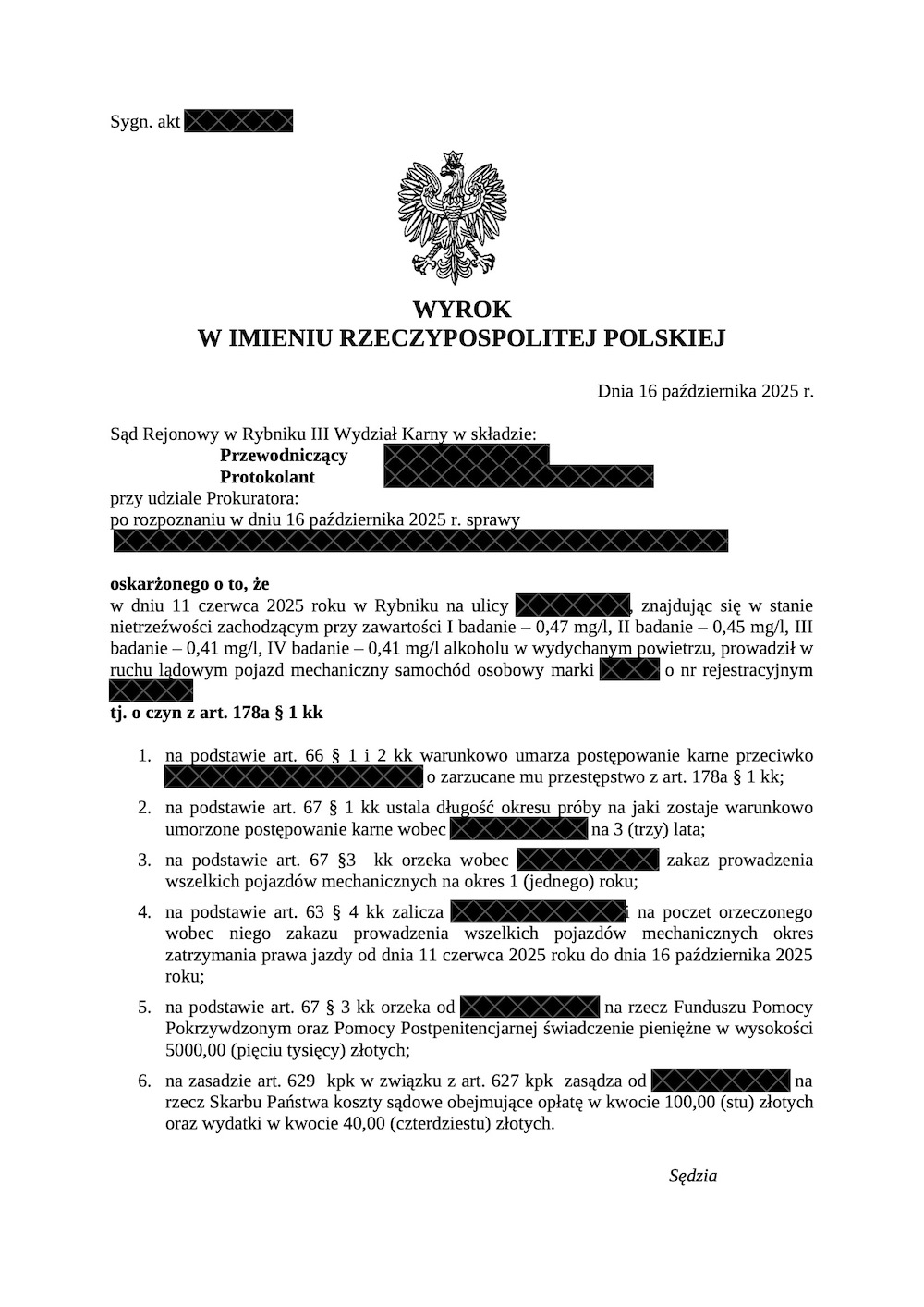 0,47 mg/dm3 - warunkowe umorzenie!