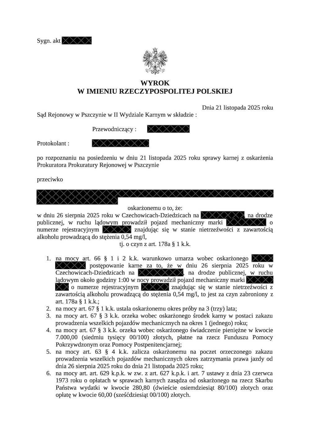 0,54 mg/dm3 - warunkowe umorzenie!