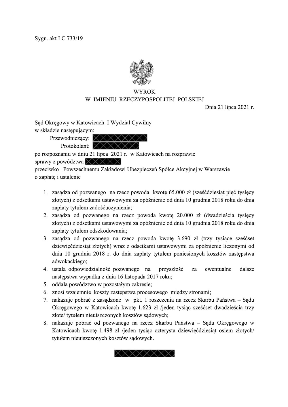 Sprawa przeciwko PZU S.A. Odszkodowanie i zadośćuczynienie!