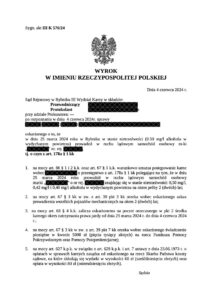 Jazda pod wpływem alkoholu. Wynik badania: 0,50 mg/dm3
