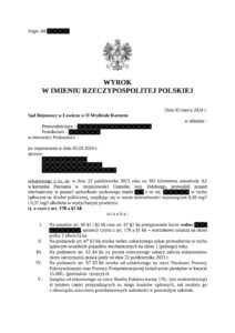 Jazda pod wpływem alkoholu. Wynik badania: 0,38 mg/dm3
