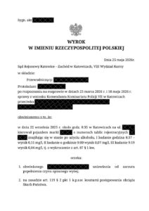 Katowice. 0,11 mg/dm3. Uniewinnienie od&nbsp;zarzutu!